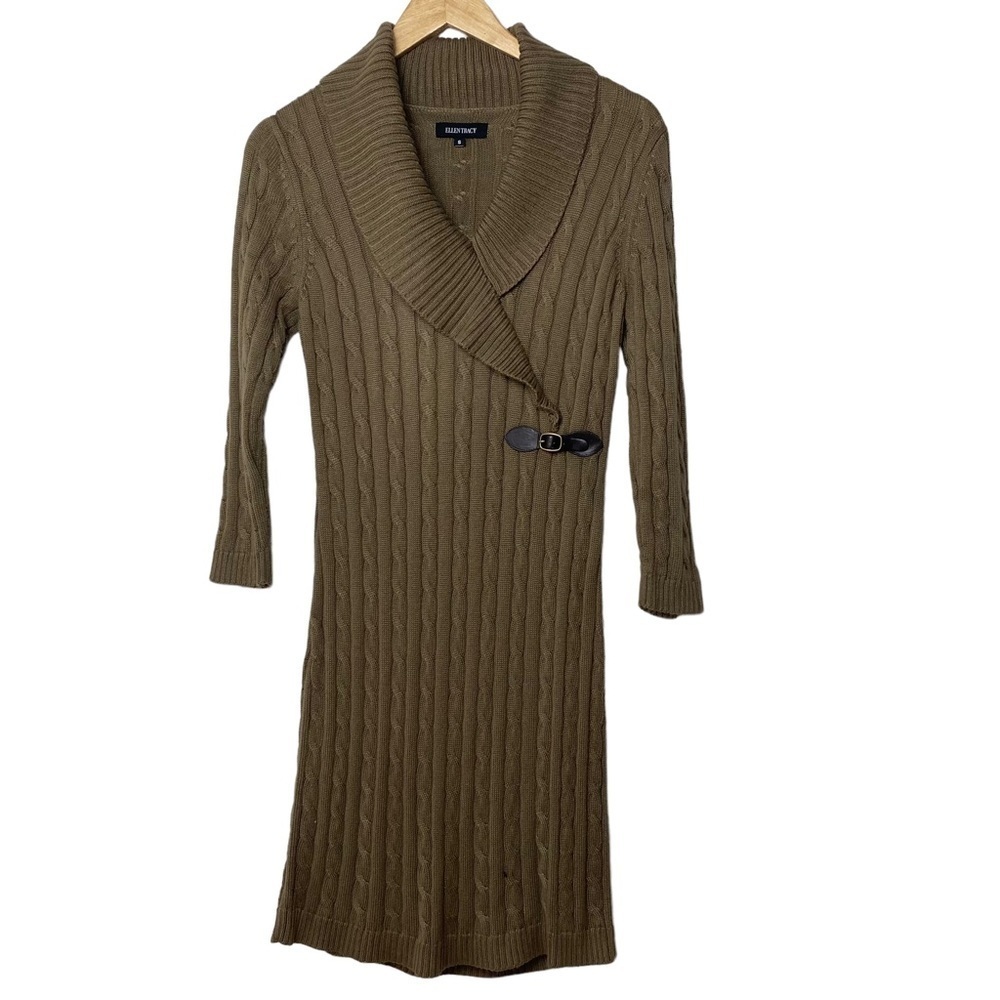 Ellen Tracy Pullover Knit Sweater Green Dress. Sz S